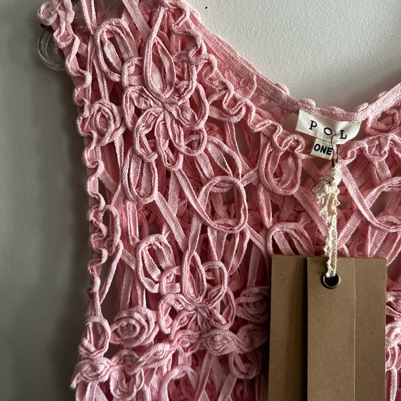 POL Pink Crochet Fringe Tank - Picture 5 of 6